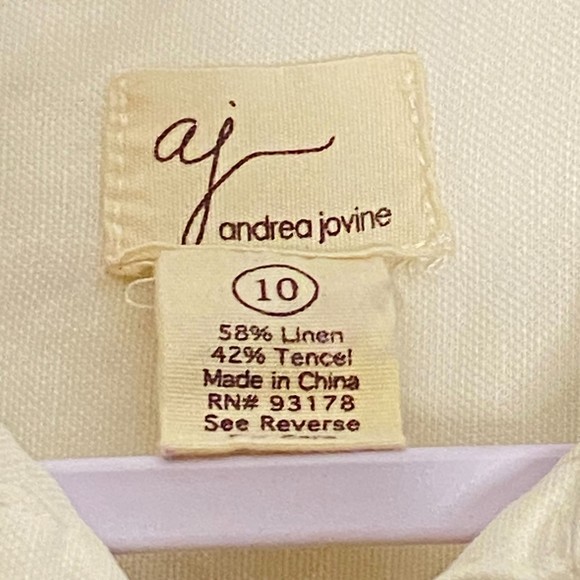 AJ Andrea Jovine Shirt Dress 10 Cream Linen Blend - Picture 5 of 5